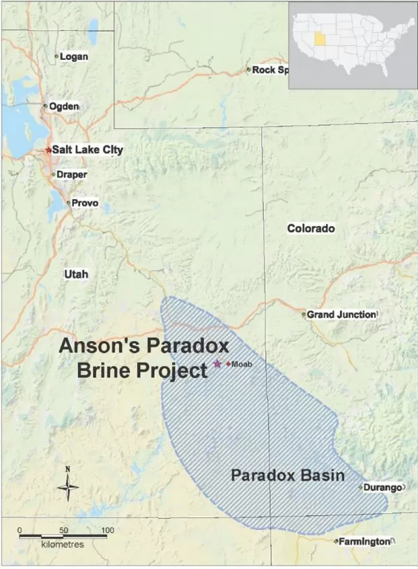 Paradox lithium project in Utah
